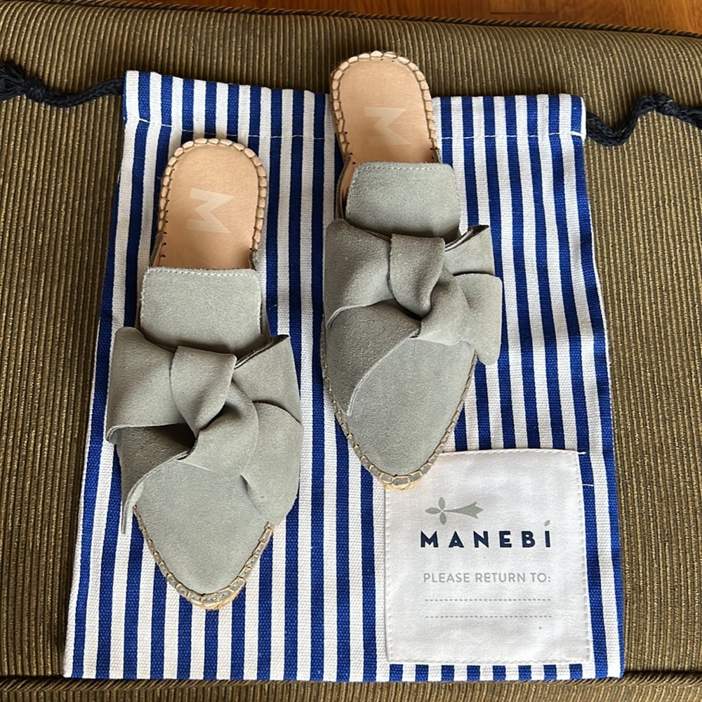 Manebi Espadrilles Suede Gray, Size 36